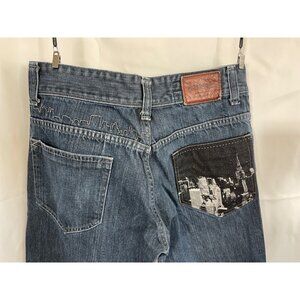 ZOO YORK Mens 32" Denim Jeans Featuring New York Skyline Patch
